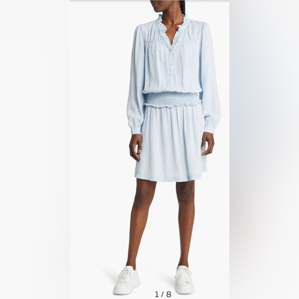 Rails Shawna Smocked Waist Chambray Minidress- size M